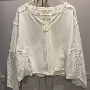 ODDY White Eyelet Sleeve Blouse